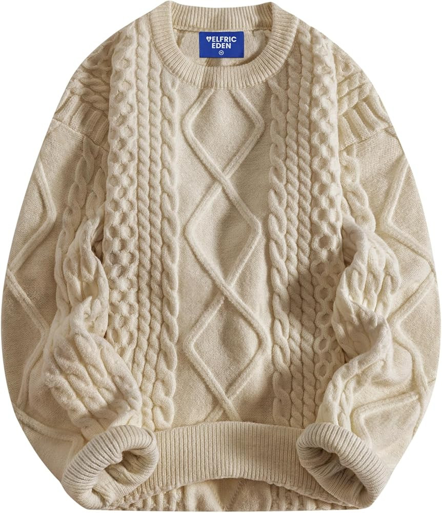 Aelfric Eden Oversized Knit Sweater Solid Vintage Pullover Sweater Unisex Woven Crewneck Knitted ... | Amazon (US)