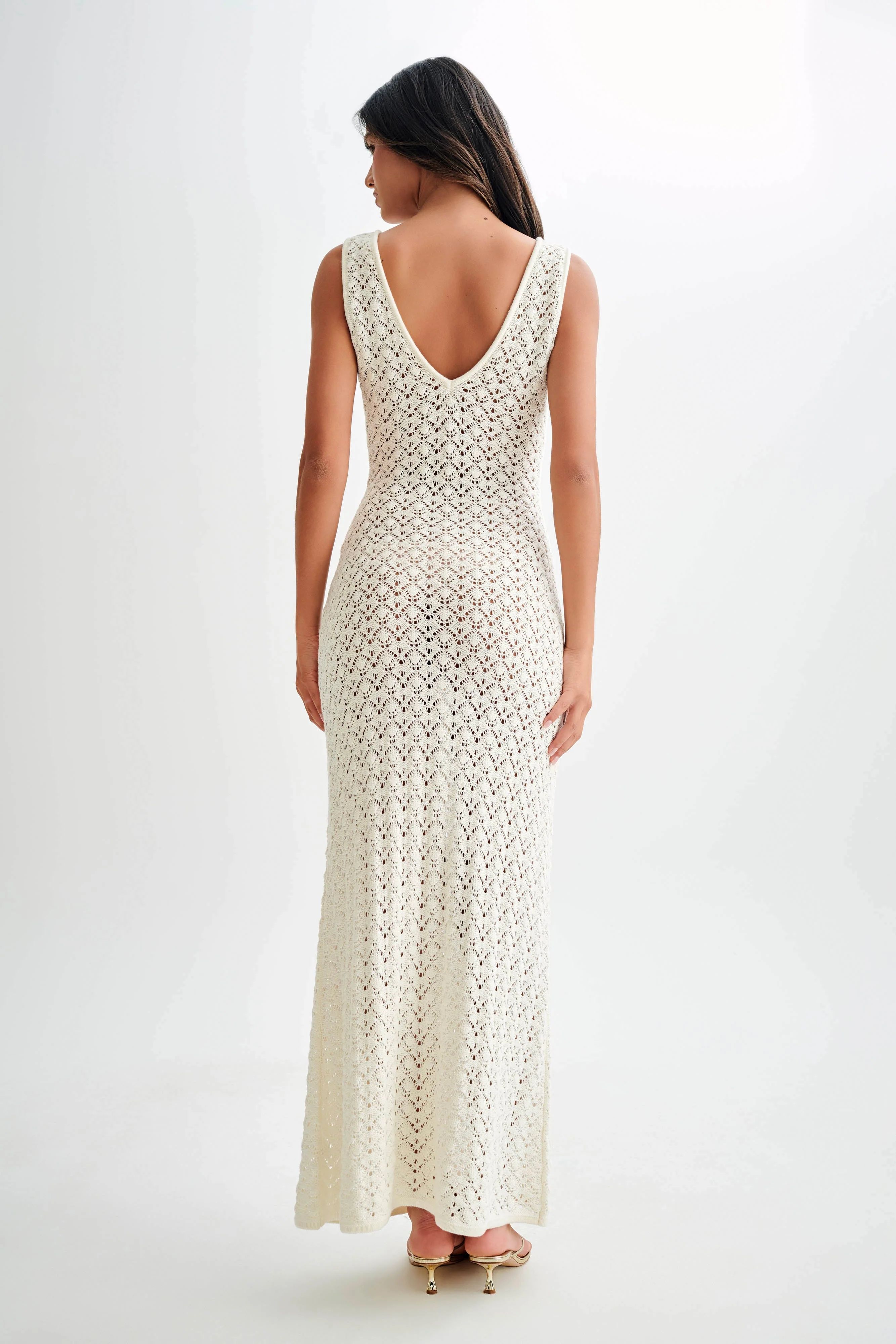 Carter Crochet Sleeveless Maxi Dress - White | MESHKI US