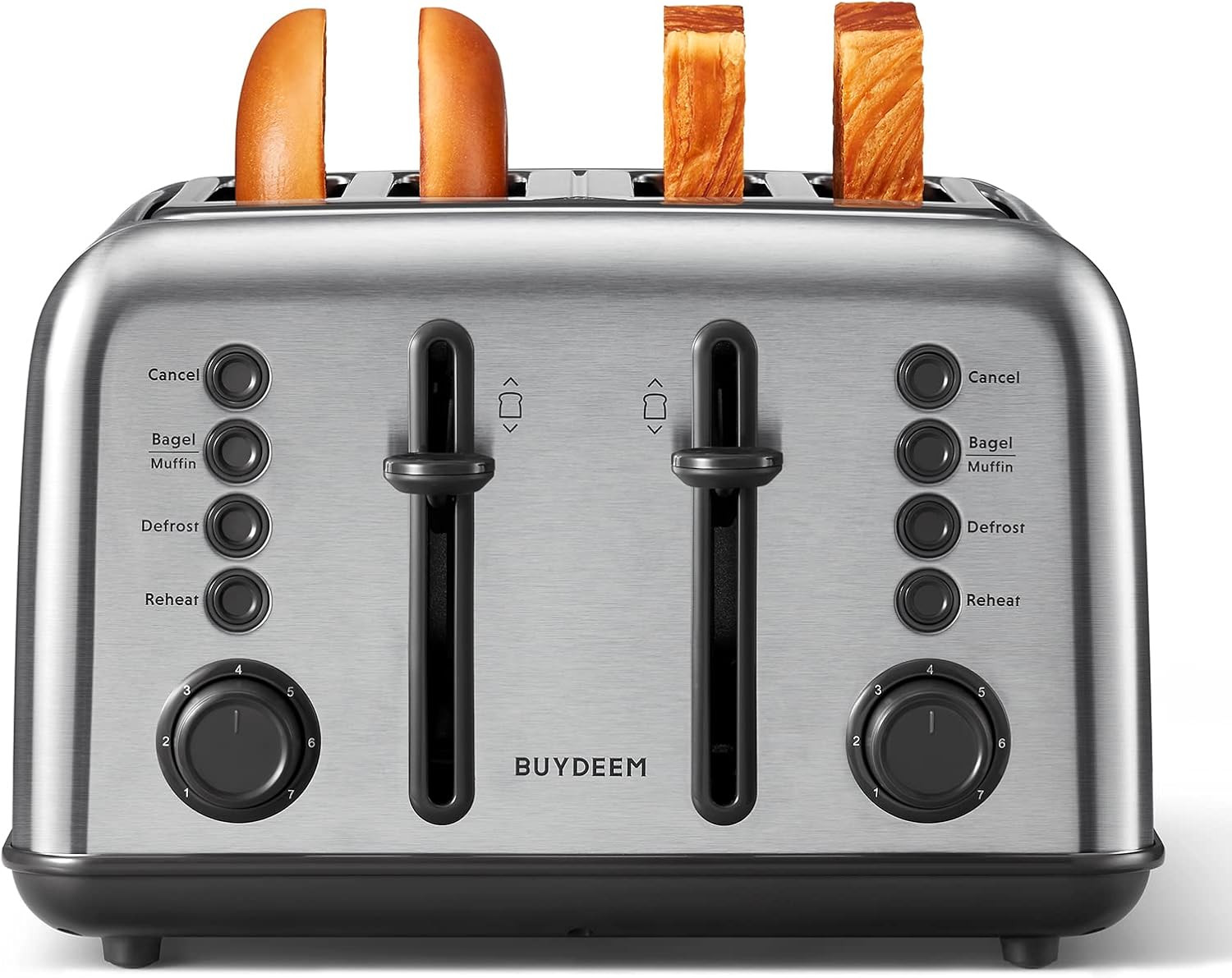 BUYDEEM DT640 4-Slice Toaster, Extra Wide Slots, Retro Stainless Steel with High Lift Lever, Bage... | Amazon (US)