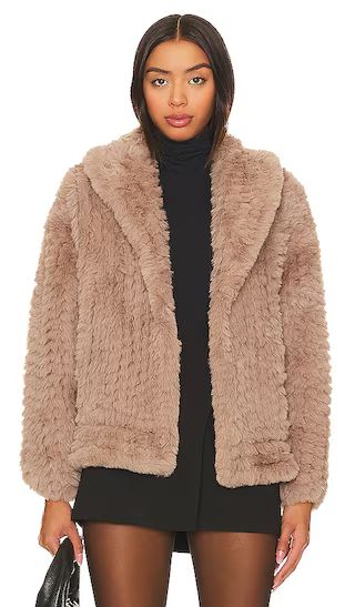 Sally Faux Fur Jacket in Praline | Revolve Clothing (Global)