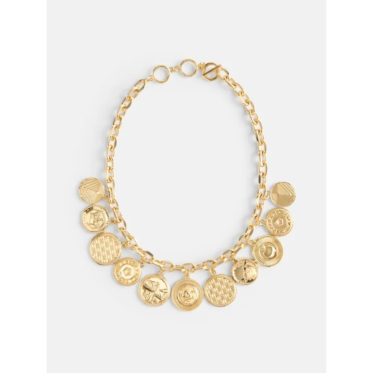 Free Assembly Women's NYC Coin Charm Toggle Necklace, Goldtone | Walmart (US)
