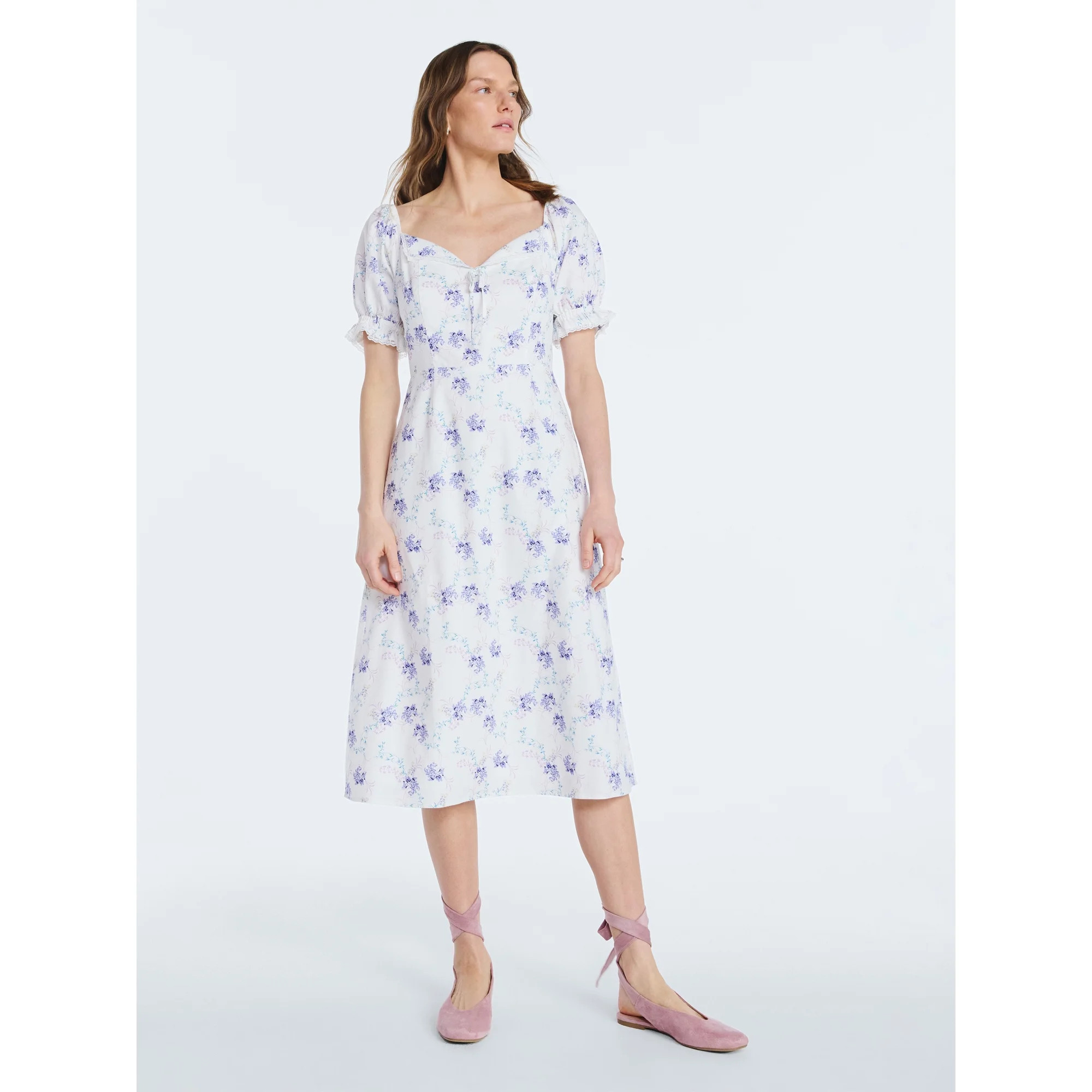 Scoop Women's and Women's Plus Lace Collar Dress, Sizes XS-4X | Walmart (US)
