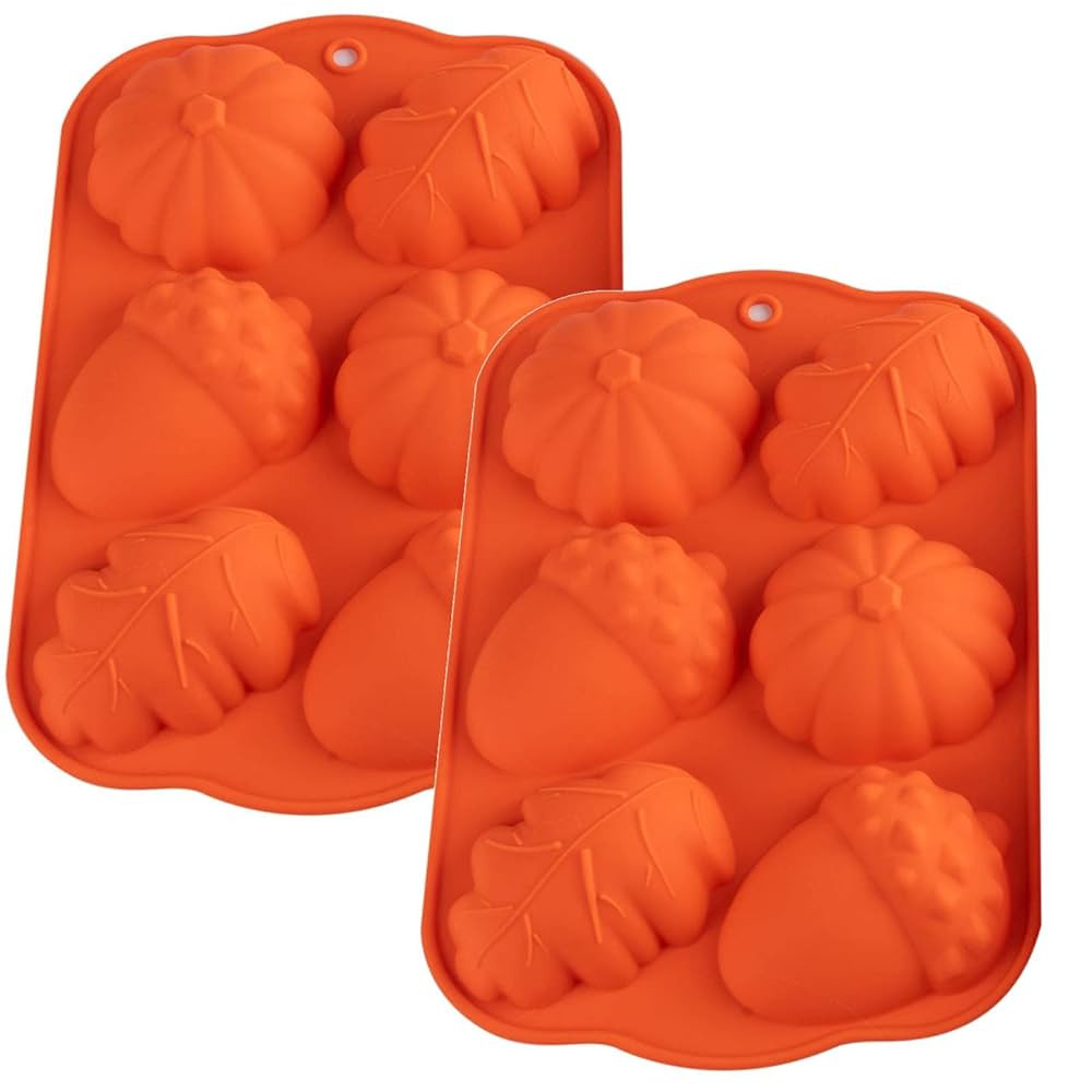 Fall Baking Molds Silicone Pumpkin Mold, 2 Pack Leaves Mold Fall Muffin Cakelet Pan Thanksgiving ... | Amazon (US)