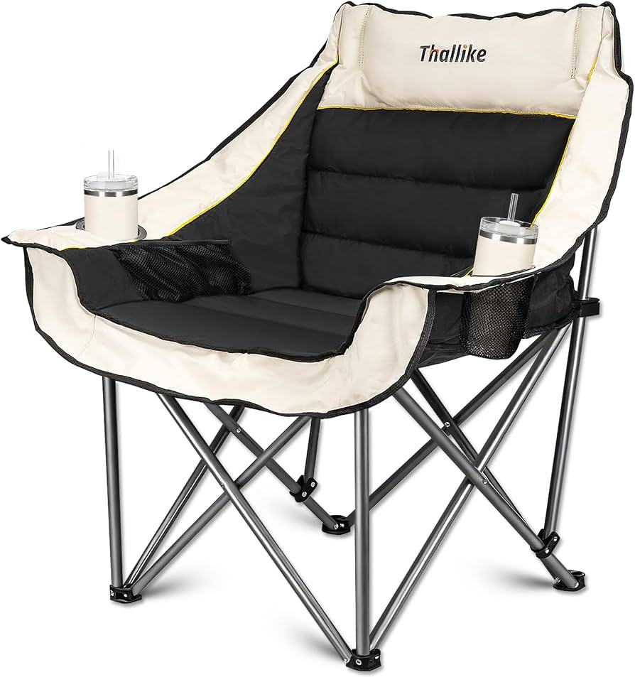 Oversized Camping Chair for Adults \u2013 Heavy Duty Folding Chair with Cup Holders, Storage Pock... | Amazon (US)
