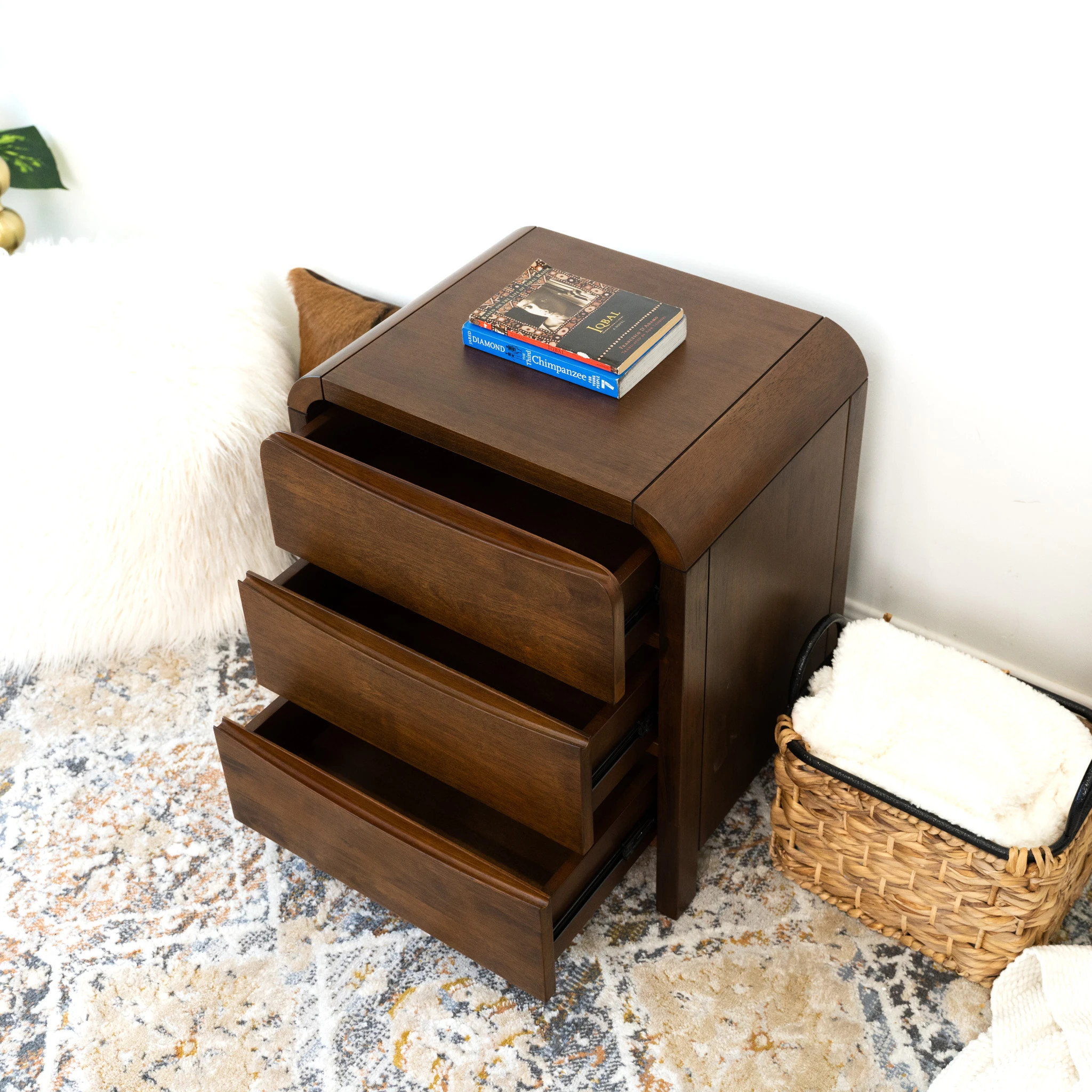 Arken Mid Century Modern Walnut Nightstand Bed Side Table | Bed Bath & Beyond
