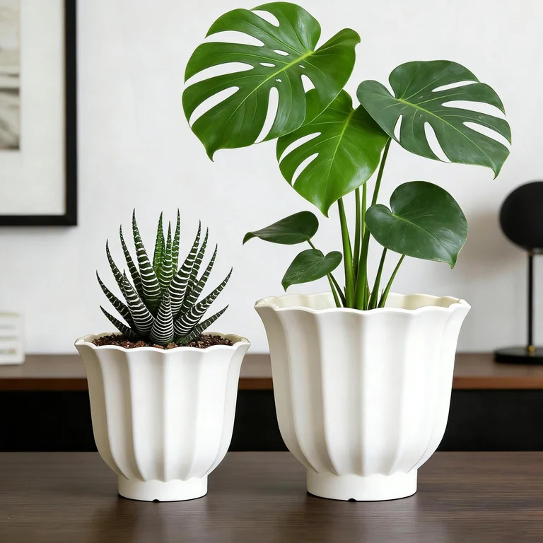 Mainstays Lillian 10" x 10" x 9" Round Vanilla Dream 100% Recycled Resin Planter | Walmart (US)