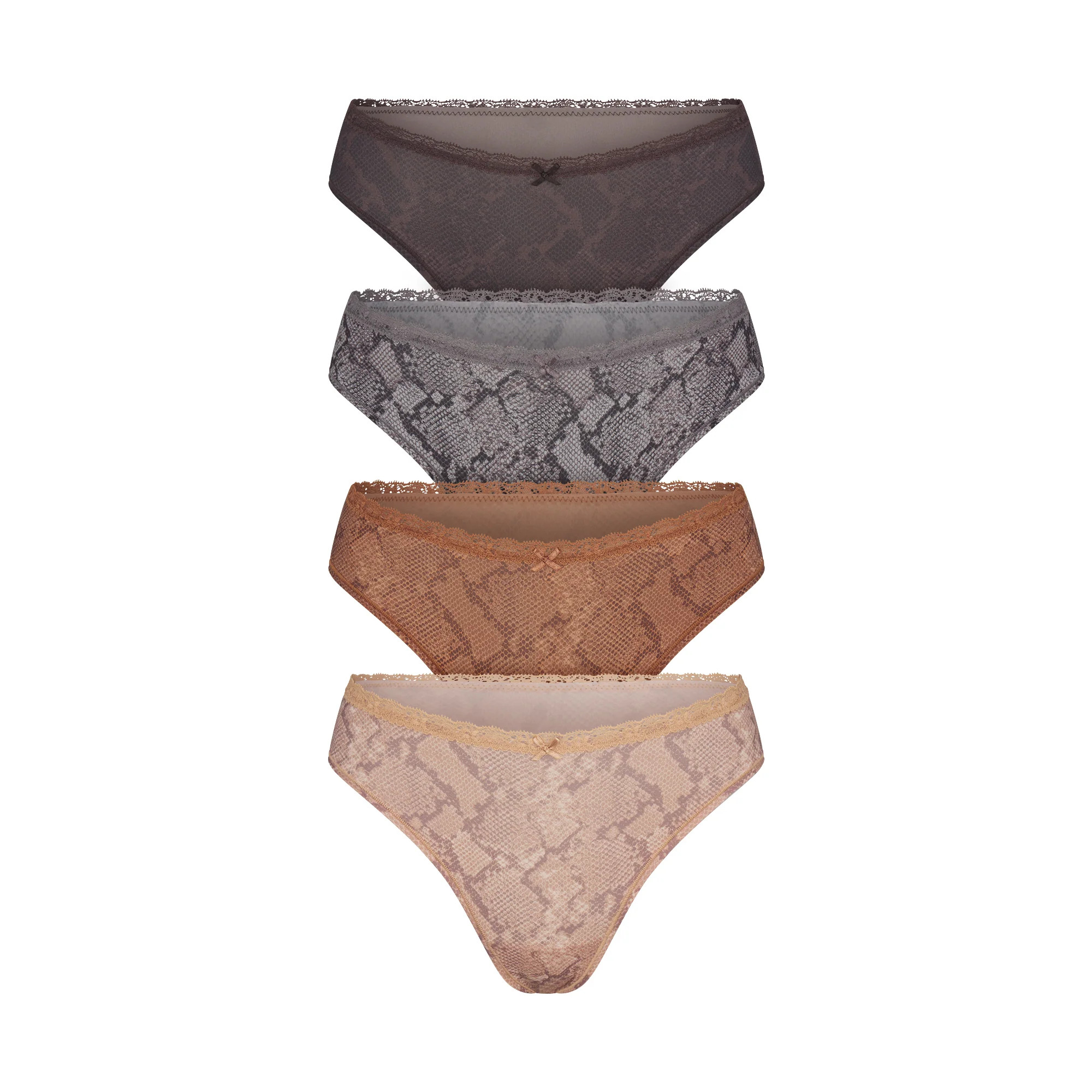 FITS EVERYBODY LACE DIPPED THONG 4-PACK | JASPER SNAKE MULTI | SKIMS (US)