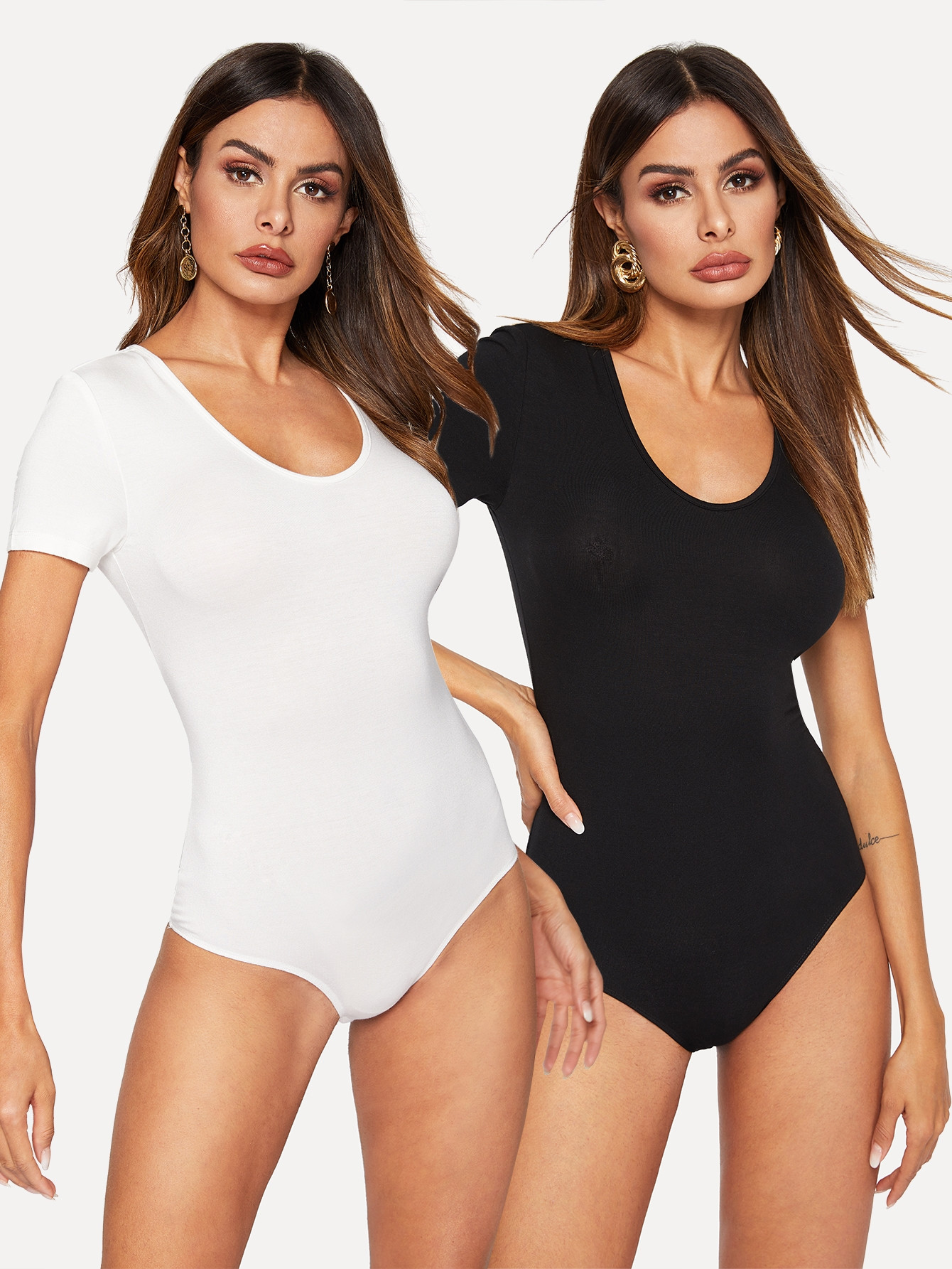 SHEIN Skinny Tee Bodysuit 2PCS Set | SHEIN