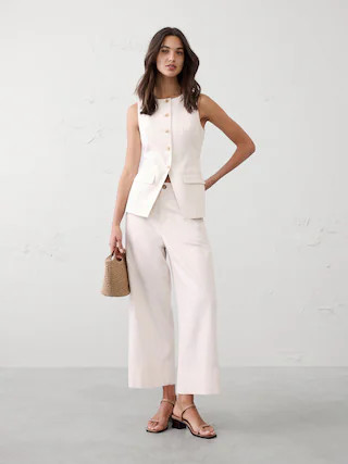 Linen-Blend Long Cutaway Vest | Banana Republic Factory