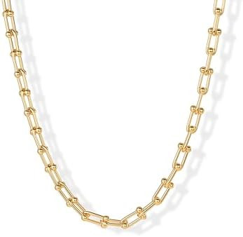 PAVOI 14K Gold Plated Chunky Chain Choker Necklaces for Women | Gold Statement Graduated Link Cha... | Amazon (US)