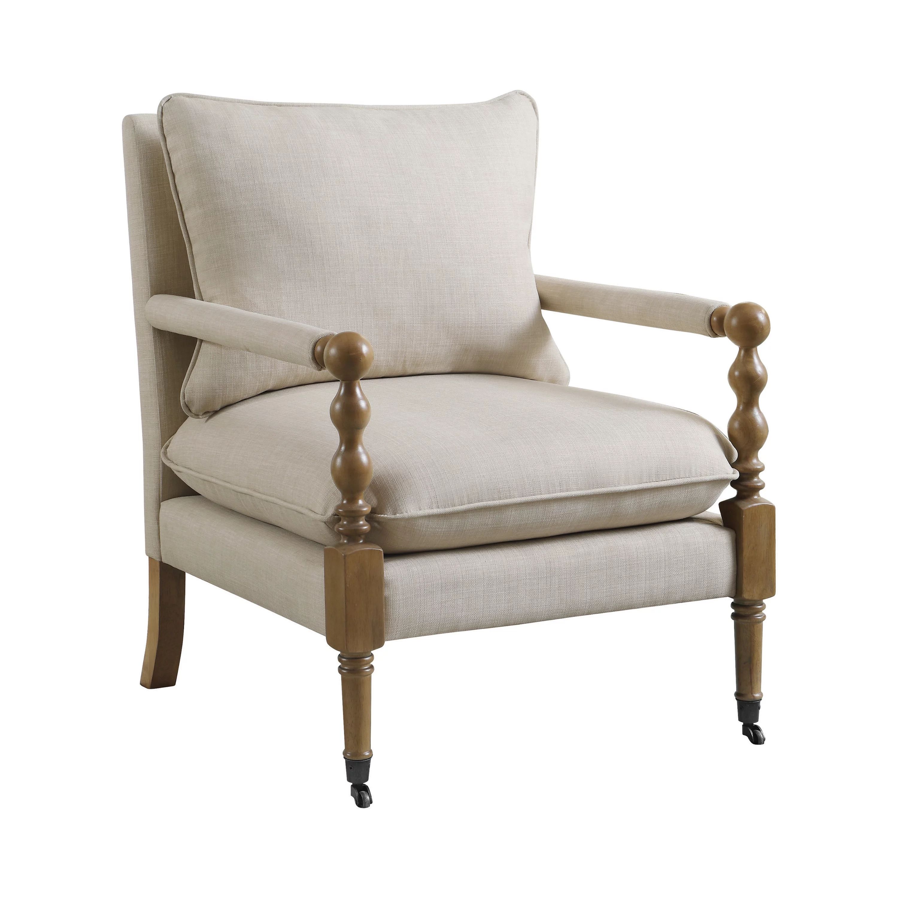 Upholstered Accent Chair with Casters Beige | Walmart (US)