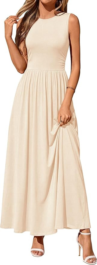 PRETTYGARDEN Summer Maxi Dresses for Women 2026 Sleeveless A Line Flowy Long Casual Sundress Wedd... | Amazon (US)