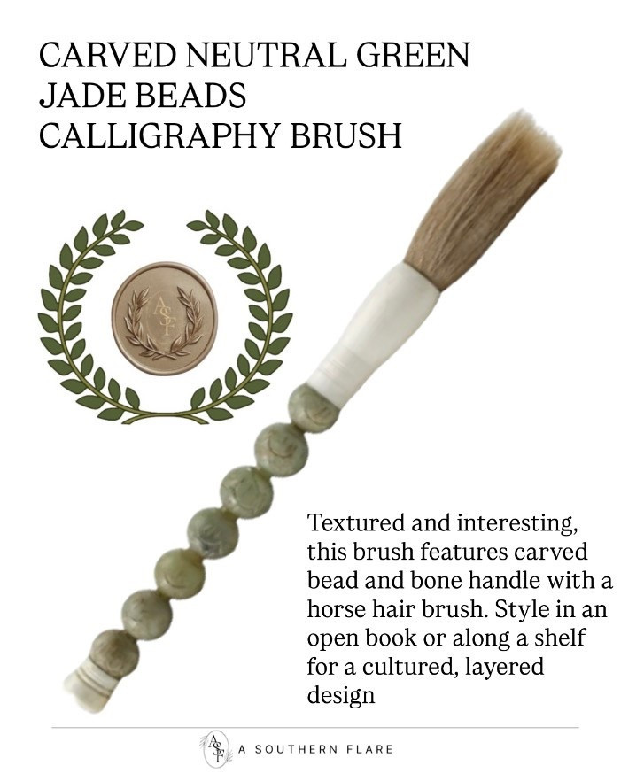 CARVED NEUTRAL GREEN JADE BEADS CALLIGRAPHY BRUSH/ Home Accessories 

#LTKHome