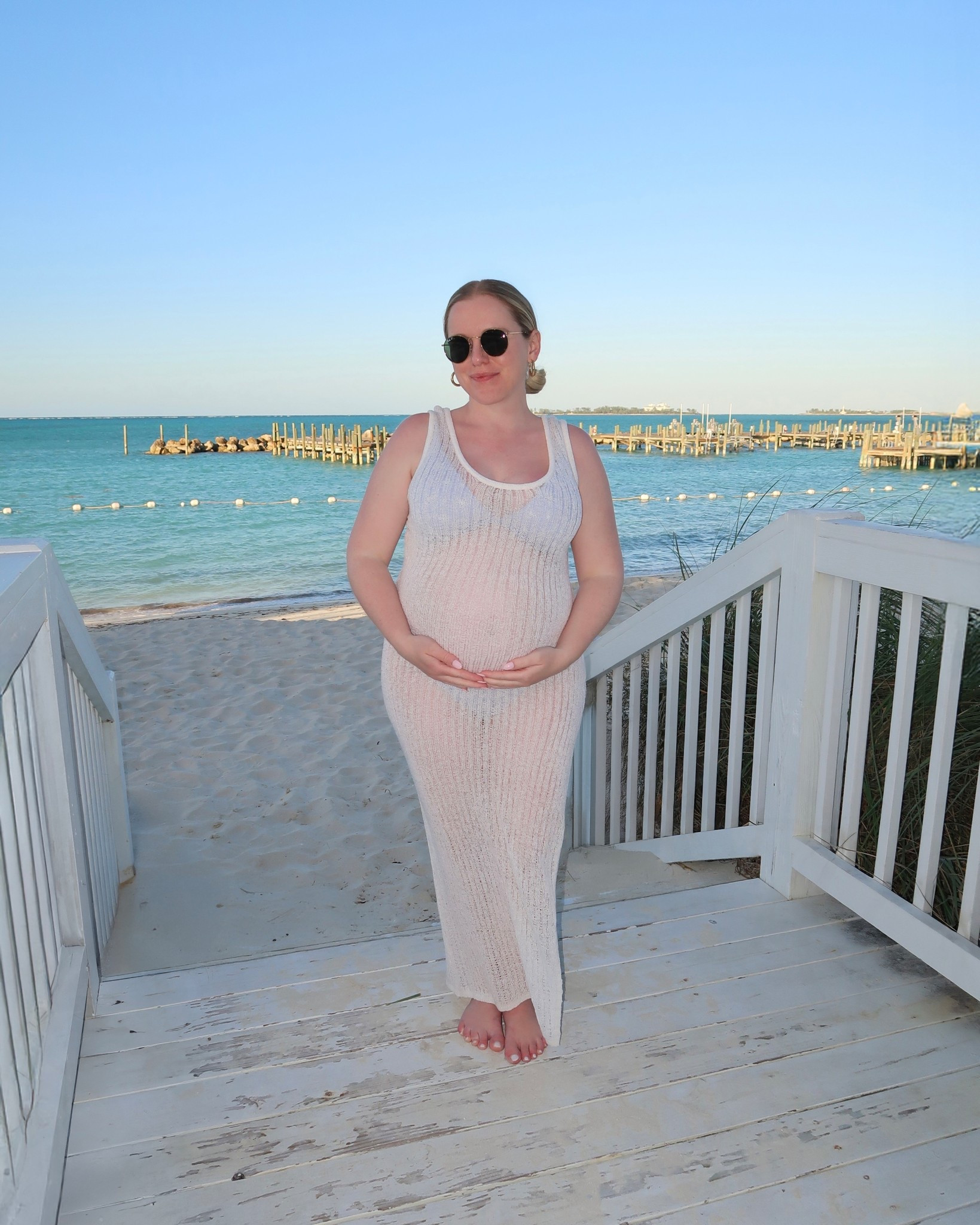 Babymoon 🩵🍼🌙

Target Shade & Shore crochet maxi cover up tank dress
Ray-Ban round metal sunglasses 
Gold hoop earrings
Hollister eyelet underwire bikini top (light blue)
Hollister high-leg eyelet cheekiest bikini bottom (light blue)

#LTKmaternity #LTKsummer #LTKpetite