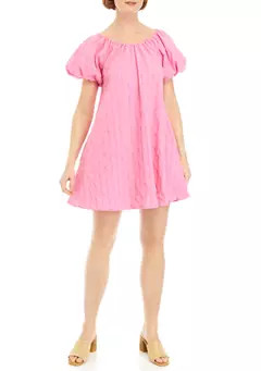 Women's Short Sleeve Novelty Woven A-Line Dress | Belk