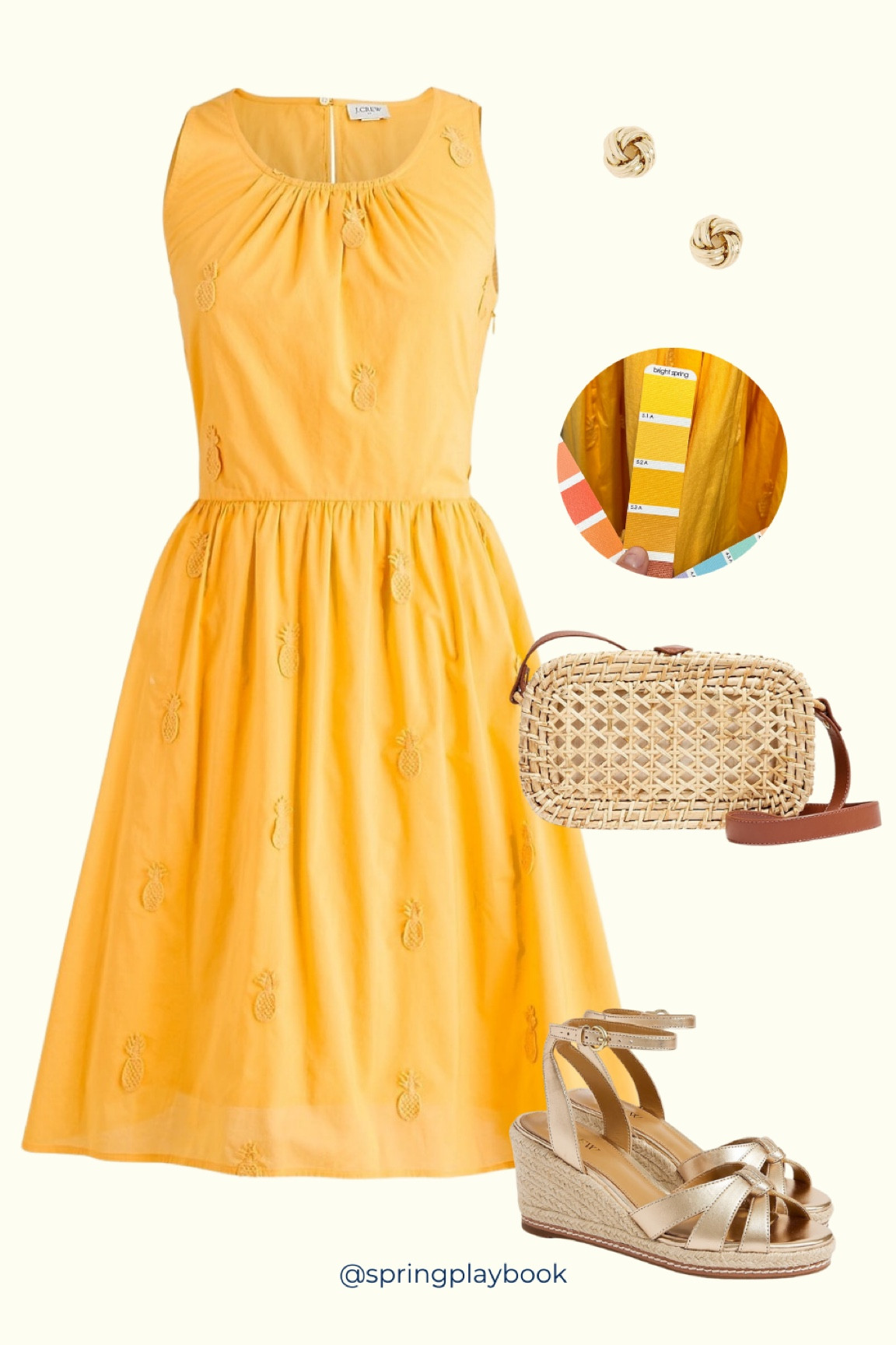 J.Crew Factory dress and accessories. Pineapple dress is bright mango yellow. Woven purse, gold earrings, and gold wedge espadrilles complete the look. 

While this matches Clear Spring the best, I think Warm Springs may also love it. Some Light Springs might fine it too bright, but if you lean towards True/Paintbox it’s going to be a win!

#createdcolorful #createdcolorfulspring #hocspring #tcispring #pcaspring #lightspring #warmspring #truespring #brightspring #clearspring #paintboxspring #bluespring

#LTKParties #LTKMidsize #LTKSaleAlert