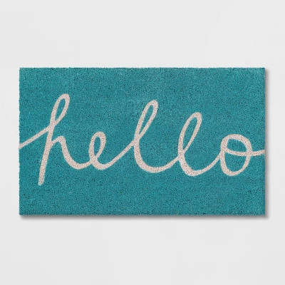 1'5"x2'5"Blue Hello Cursive Doormat - Room Essentials™ | Target