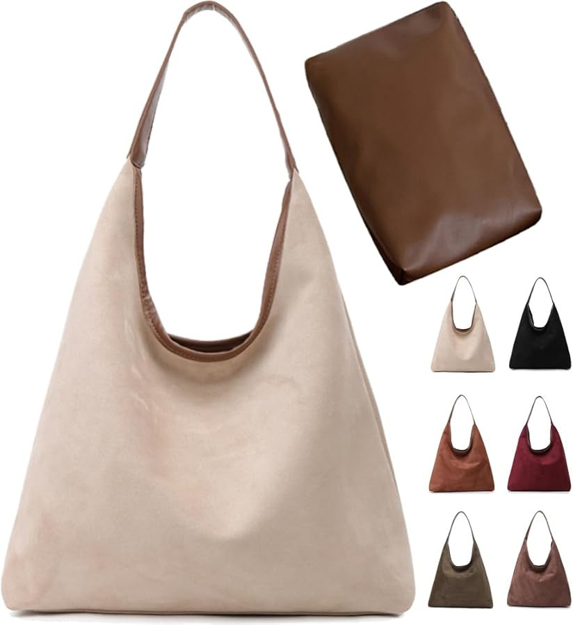 Suede Bag for Women Suede Hobo Bags Suedes Tote Bag Suedes Handbag Shoulder Bag | Amazon (US)