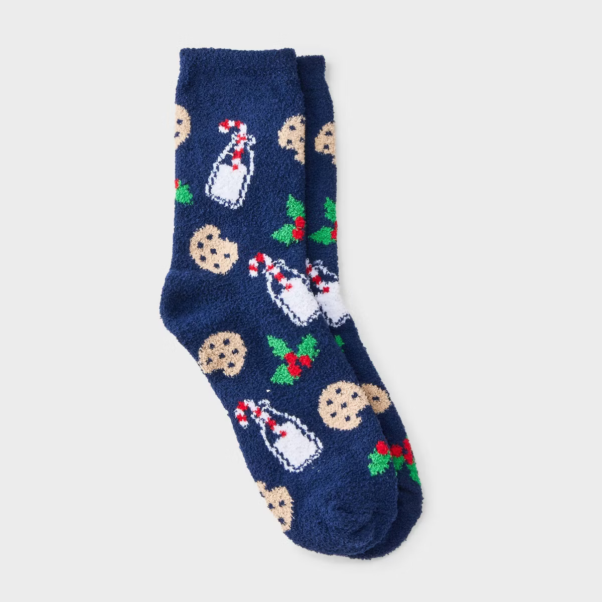 Women's Santa's Cookies and Milk Christmas Cozy Crew Socks - Wondershop™ Navy 4-10 | Target