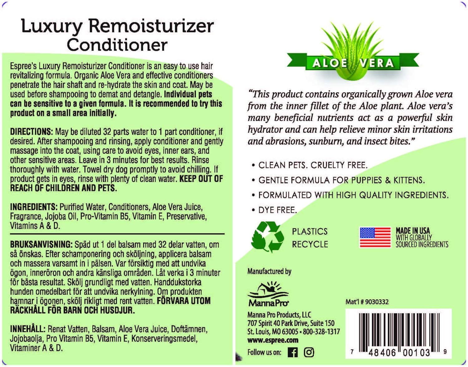 Espree Luxury Remoisturizer for Dogs & Cats | Made with 100 % Organic Aloe Vera | 1 Gallon | Amazon (US)