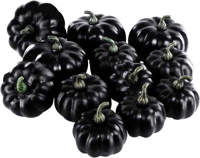 12 Pcs Assorted Small Artificial Black Pumpkins Halloween Foam Pumpkins Decorative Pumpkins for R... | Amazon (US)