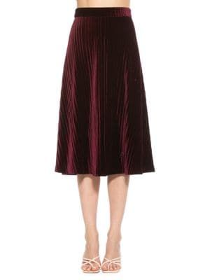Alexia Admor Alaina Pleated Velvet Midi Skirt on SALE | Saks OFF 5TH | Saks Fifth Avenue OFF 5TH