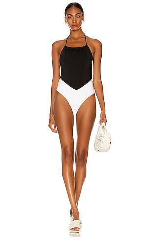 Sebastien Gia Swimsuit in White & Black | FWRD | FWRD 