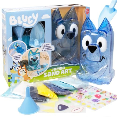 Bluey Jumbo Sand Art, Reusable Bluey Toys, Fill With Sand or Water, Includes Waterproof Bluey Doll, Kids Shovel and Funnel, Fun Sensory Toys For Kids, Great Toddler Activities, Toddler Travel Toys | Amazon (US)