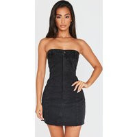 Petite Black Denim Bandeau Mini Dress | PrettyLittleThing UK
