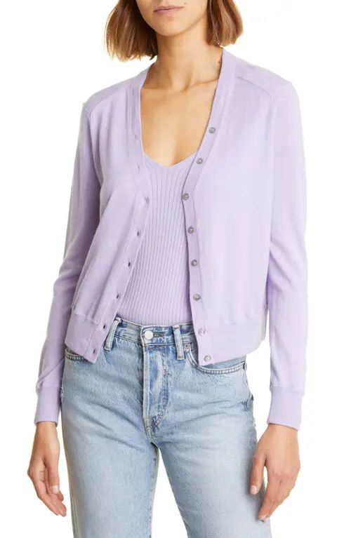 Nordstrom Signature V-Neck Cashmere & Cotton Cardigan in Purple Betta at Nordstrom, Size Xx-Small | Nordstrom