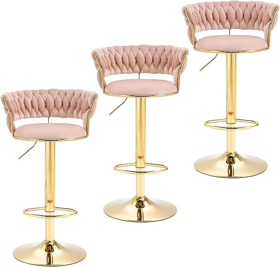 Modern Velvet Bar Stools- Swivel Adjustable Barstools Bar Height Counter Height Kitchen Stools fo... | Amazon (US)