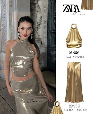 Zara Gold Metallic Halter Neck Golden Top Size XS Ref: 1165/169 NWT  | eBay | eBay UK