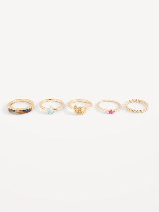 Real Gold-Plated Rings 5-Pack for Women | Old Navy (US)