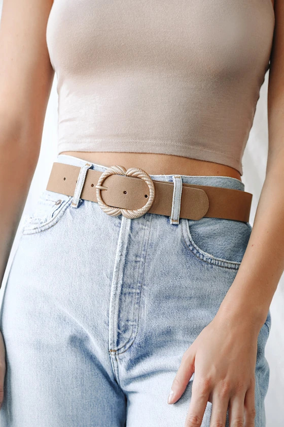 Simply Fierce Taupe Suede Snake Buckle Belt | Lulus (US)