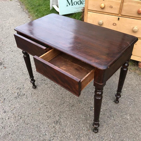 Antique Victorian Hard Wood Wide Table Writing Desk With | Etsy UK | Etsy (UK)