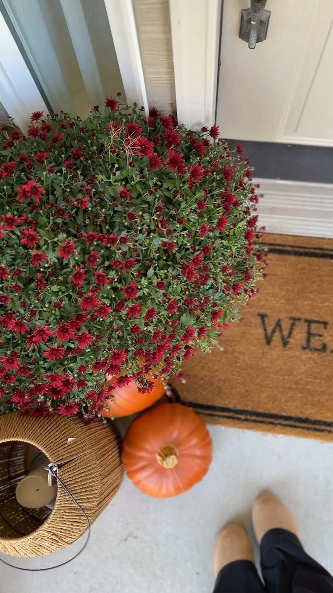 Fall front door step decor, lanterns, fall wreath , front door decor 