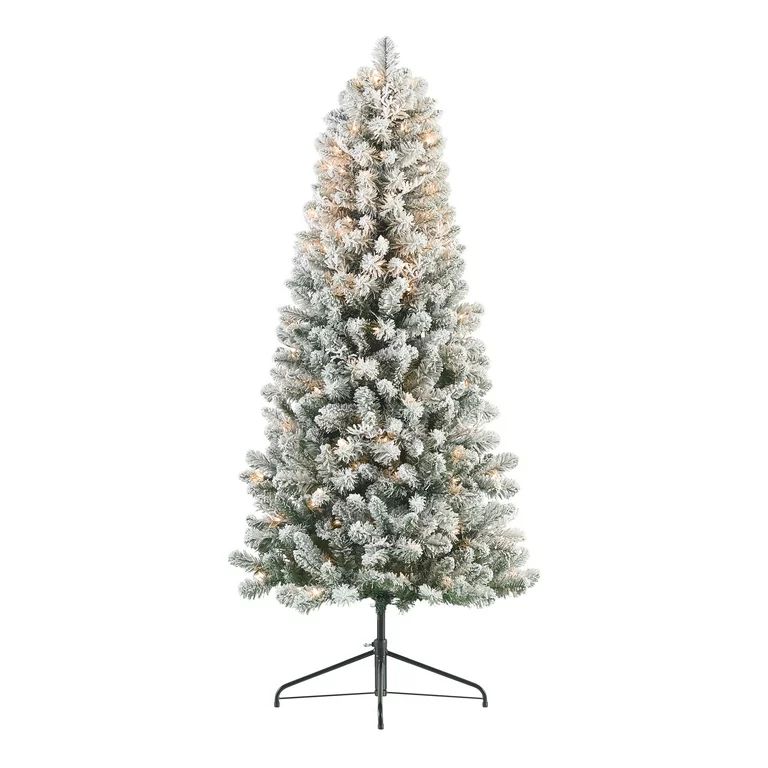 Holiday Time 6-Foot Pre-Lit Flocked Stratford Artificial Half Christmas Tree | Walmart (US)