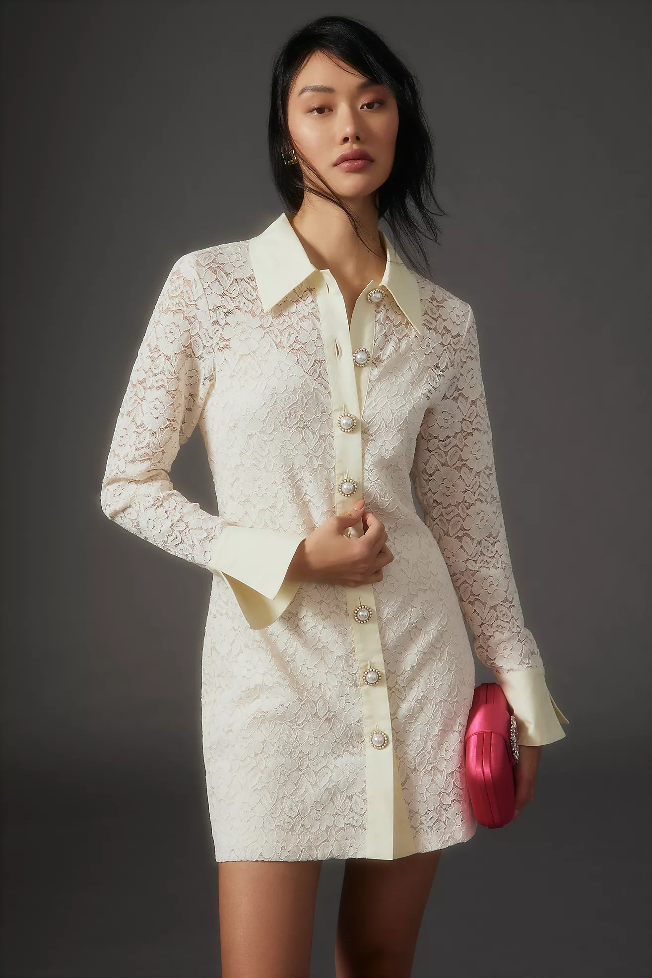 Corey Lynn Calter Sheer Lace Shirt Dress | Anthropologie (US)