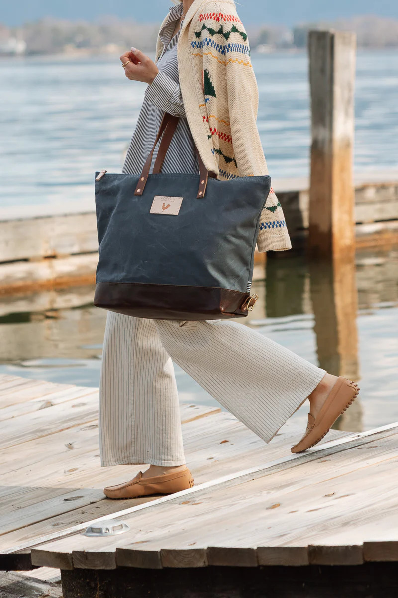 Slate Blue Waxed Canvas Adventure Tote | Meanwhile Back on the Farm