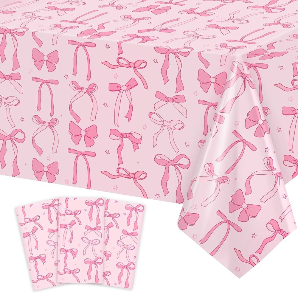 3Pcs Coquette Birthday Decorations Tablecloths, Pink Bow Birthday Decorations Large Size Rectangl... | Amazon (US)