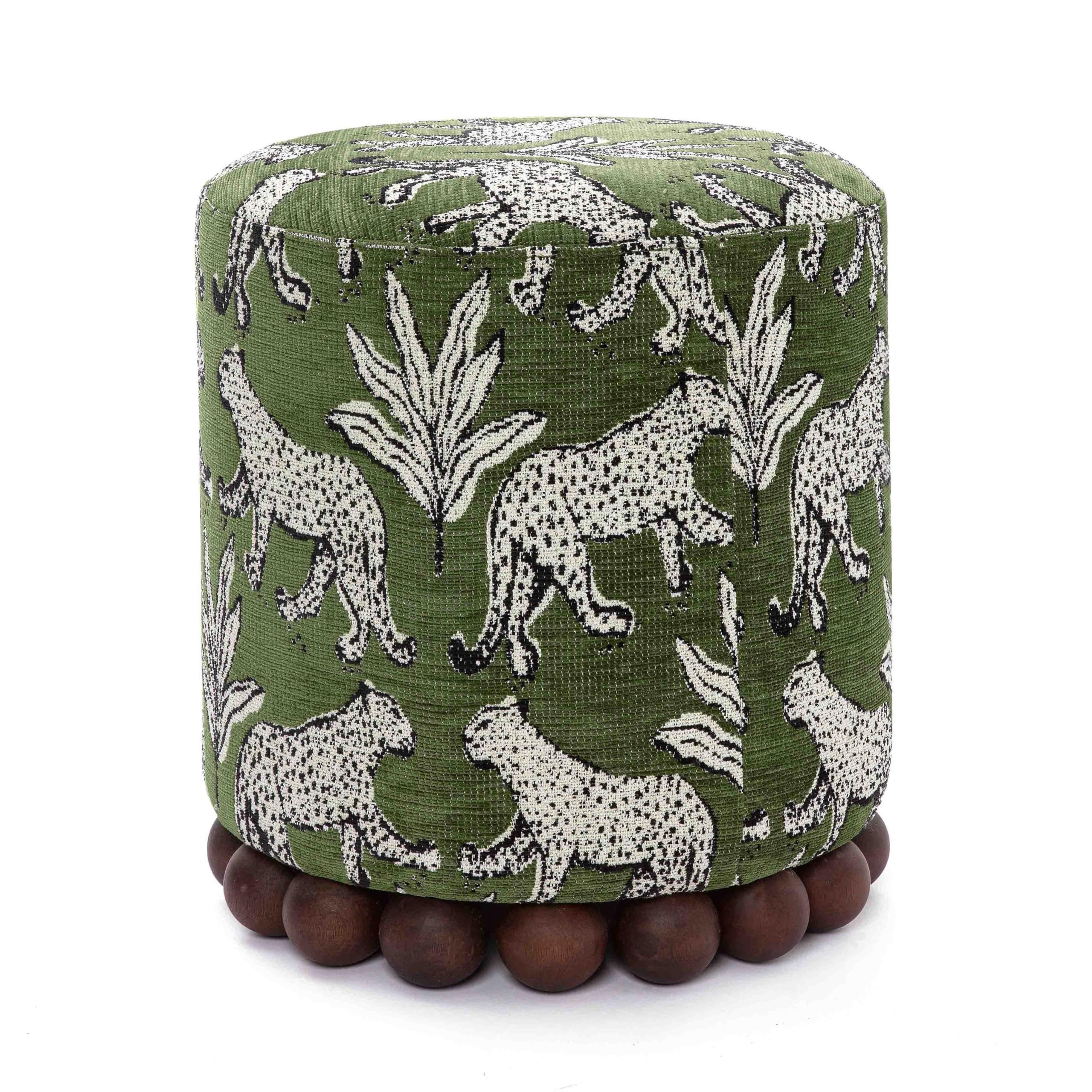 Tov Furniture Dex Olive Green Leopard Jacquard Ottoman | Amazon (US)