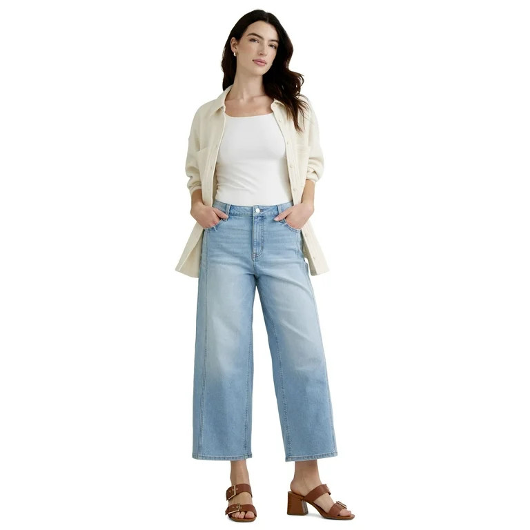 Time & Tru Women's Wide Leg Jean, 26" Inseam, Size Range 2-20 | Walmart (US)