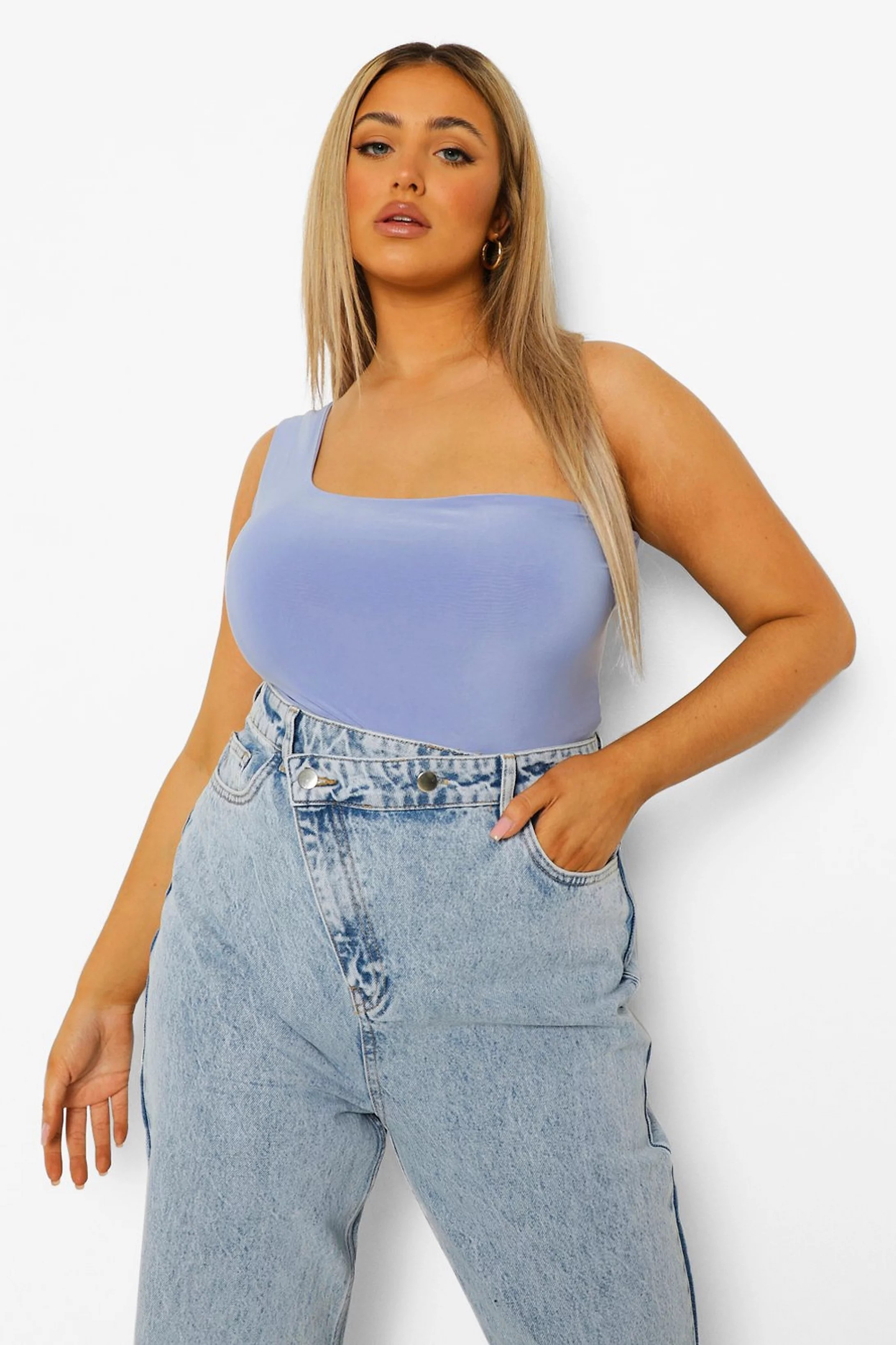 Plus Double Layer Slinky Asymmetric Bodysuit | Boohoo.com (US & CA)