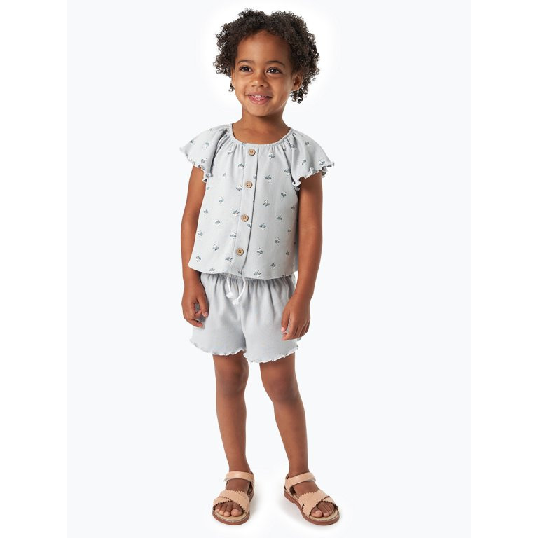 Modern Moments by Gerber Toddler Girl Organic Short and Top Outfit Set, 2-Piece, Sizes 12M-5T | Walmart (US)