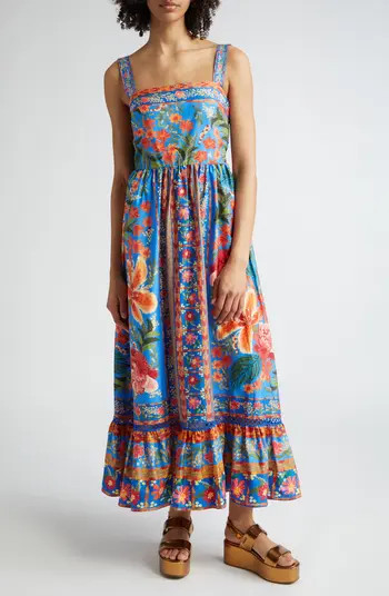 FARM Rio Stitched Garden Blue Maxi Sundress | Nordstrom | Nordstrom