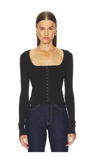 GRLFRND Hook & Eye Long Sleeve Tee in Black. - size S | Revolve Clothing (Global)