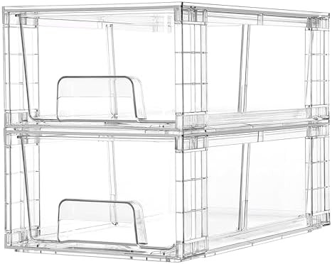 Vtopmart 2 Pack Stackable Storage Drawers,Clear Acrylic Drawer Organizers with Handles, Easily As... | Amazon (US)