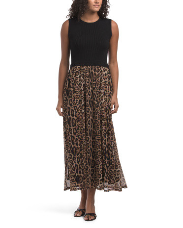 Animal Print Mixed Media Maxi Dress | TJ Maxx