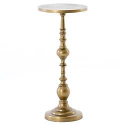 Carson Hollywood Regency Brass Aluminum Round Pedestal End Table | Kathy Kuo Home