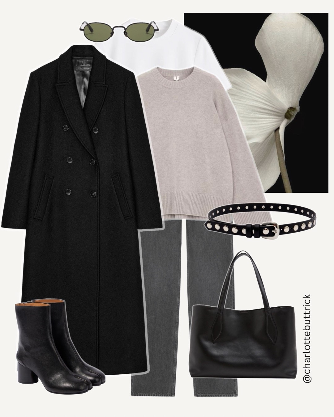 Winter outfit idea women - transitional spring wardrobe staples

Zara black long coat
Cos column jeans
Cashmere round neck jumper
COS clean t-shirt 

#LTKuk #LTKwinter #LTKspring